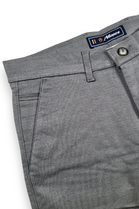 Men Narrow Fit Dark Grey Melange Structure - Textured Cotton Chinos 5128