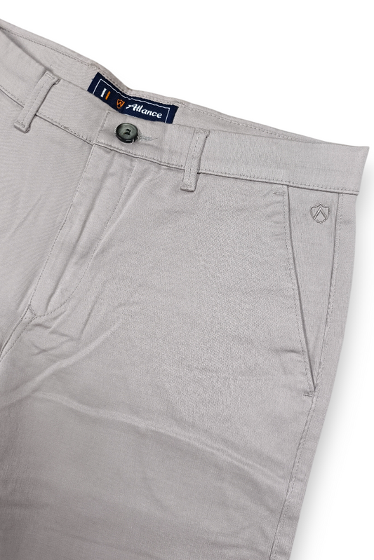 Men Plain Grey Chinos | Slim & Regular Fit Pants