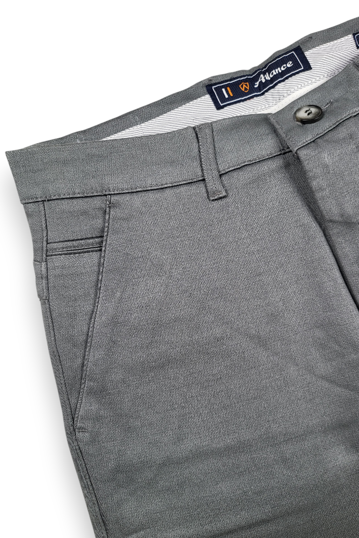 Men Dark Grey Textured Narrow Fit Structure Pants for Men | Office & Casual Wear 5129