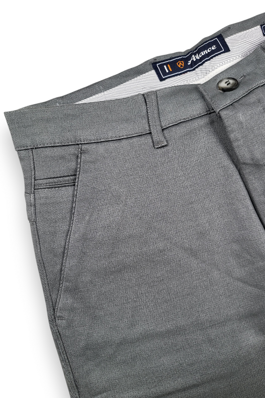 Men Dark Grey Textured Narrow Fit Structure Pants for Men | Office & Casual Wear