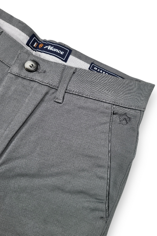 Men Grey Textured Narrow Fit Structure Pants for Men | Office & Casual Wear