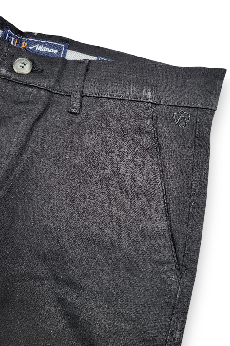 Men Black Micro-Textured Cotton Chinos | Stylish Narrow Fit Pants 5130