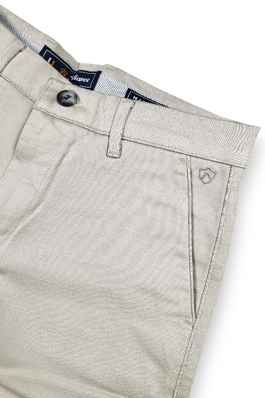 Men Cream Micro-Textured Cotton Chinos | Stylish Narrow Fit Pants