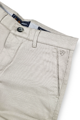 Men Cream Micro-Textured Cotton Chinos | Stylish Narrow Fit Pants 5130