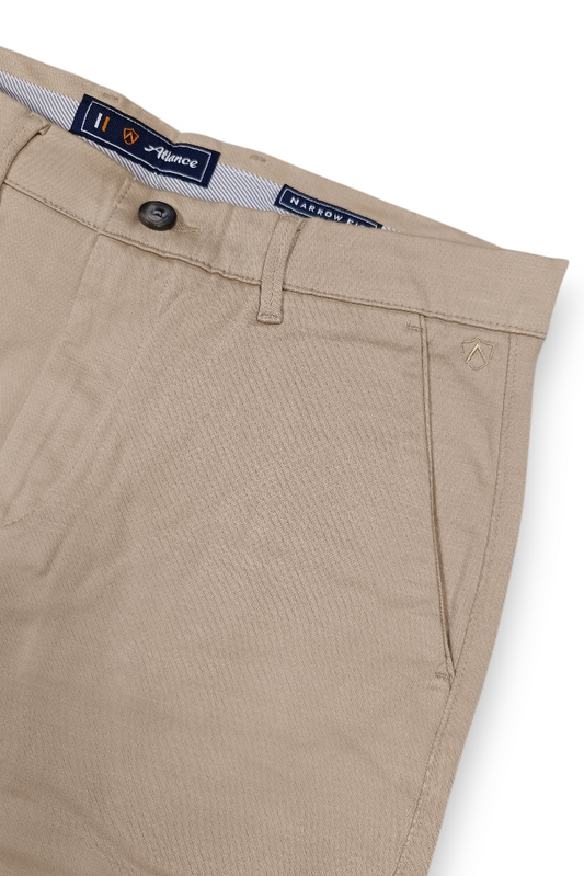 Men Fawn Micro-Textured Cotton Chinos | Stylish Narrow Fit Pants