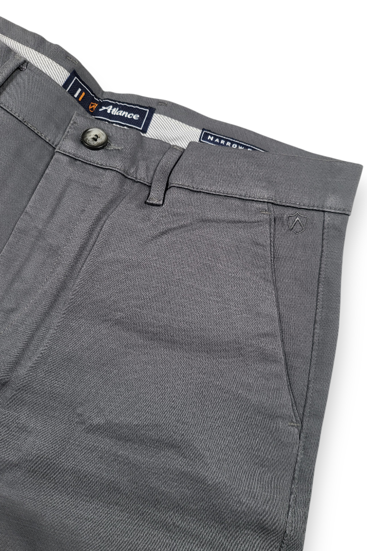 Men Grey Micro-Textured Cotton Chinos | Stylish Narrow Fit Pants 5130