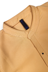 Men Solid Yellow Mandarin Collar Polo T-Shirt - Premium Sinker Slim Fit 13058