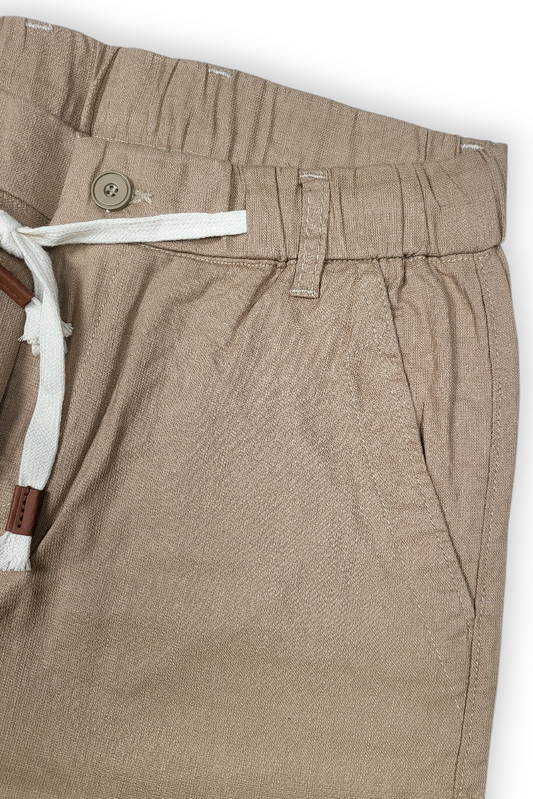 Men Slim Fit Fawn Linen Pant - Lightweight & Stylish