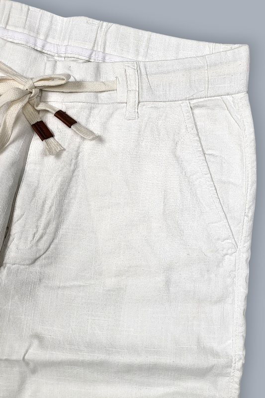 Men Slim Fit White Linen Pant - Lightweight & Stylish