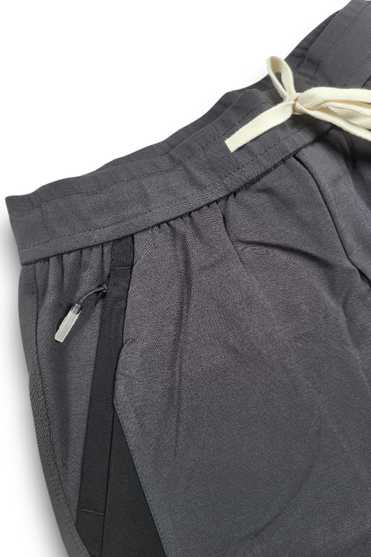 Men Casual & Gym Wear Track Pants – Dark Grey Slim Fit with Side Zipper 106