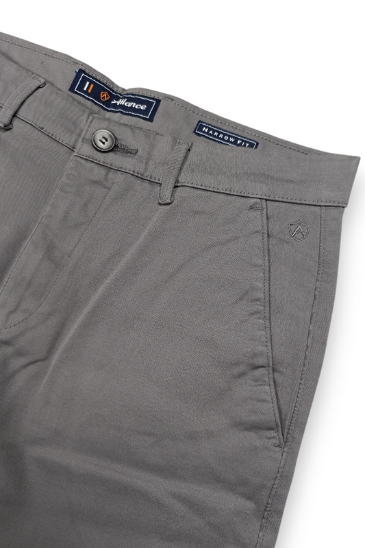 Men Plain Dark Grey Chinos | Slim & Regular Fit Pants