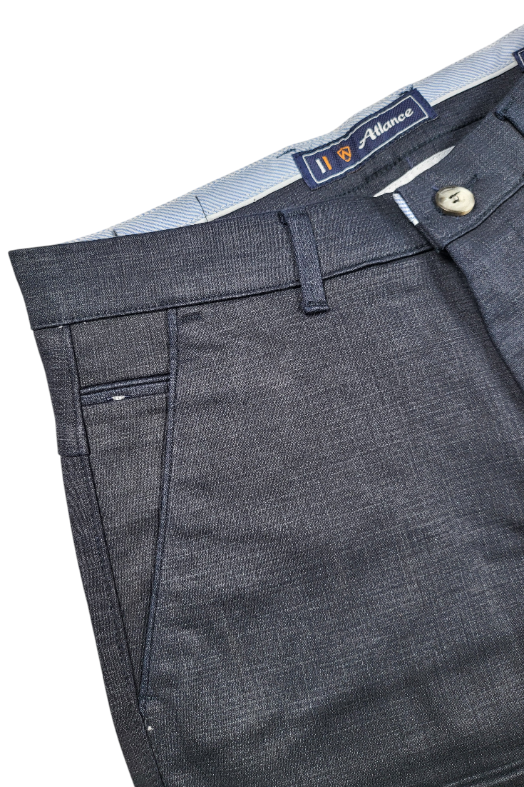 Men Structure Navy Blue Slim-Fit Casual & Formal Pants 5124