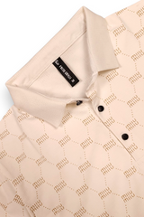 Men White Printed Polo T-Shirt – Half Sleeve Collar Neck