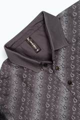 Men Premium Grey Printed Polo T-Shirt