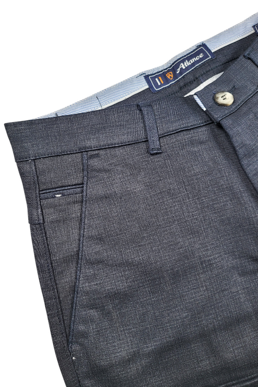 Men Structure Navy Blue Slim-Fit Casual & Formal Pants