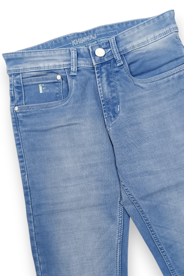 Skyblue Slim Fit Denim Jeans for Men Stretchable | KHISF44