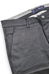 Men Slim Fit Black Textured Structure - Premium Cotton Trousers 5126