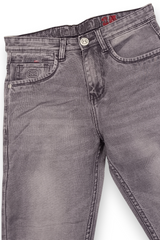 Men Light Grey Textured Ankle Fit Denim Jeans