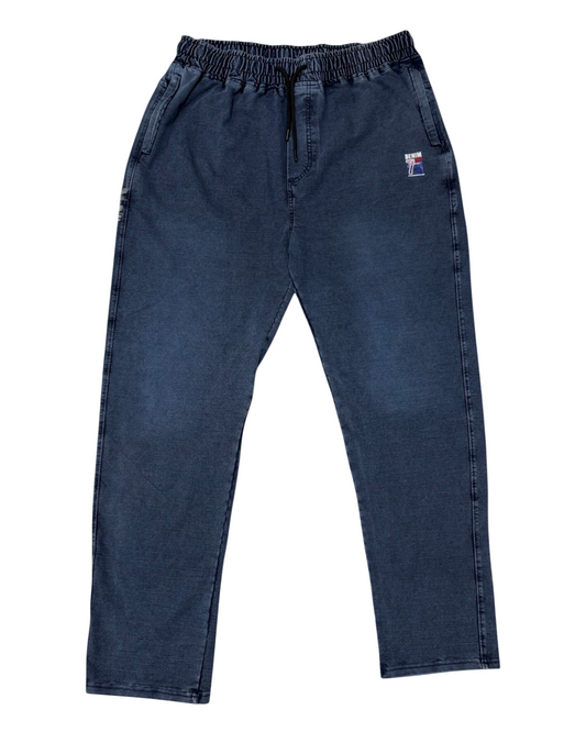 Stylish & Stretchable Denim Trackpant for Men – Blue with Drawstring Waist