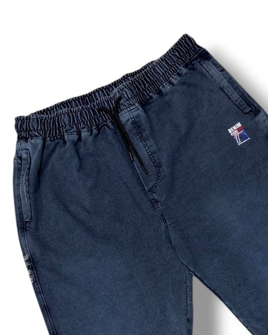 Stylish & Stretchable Denim Trackpant for Men – Blue with Drawstring Waist