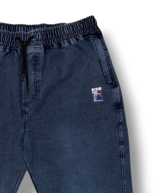 Stylish & Stretchable Denim Trackpant for Men – Blue with Drawstring Waist