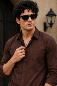 Men Coffee Plain Full Sleeve Casual Shirt ZDOBBY