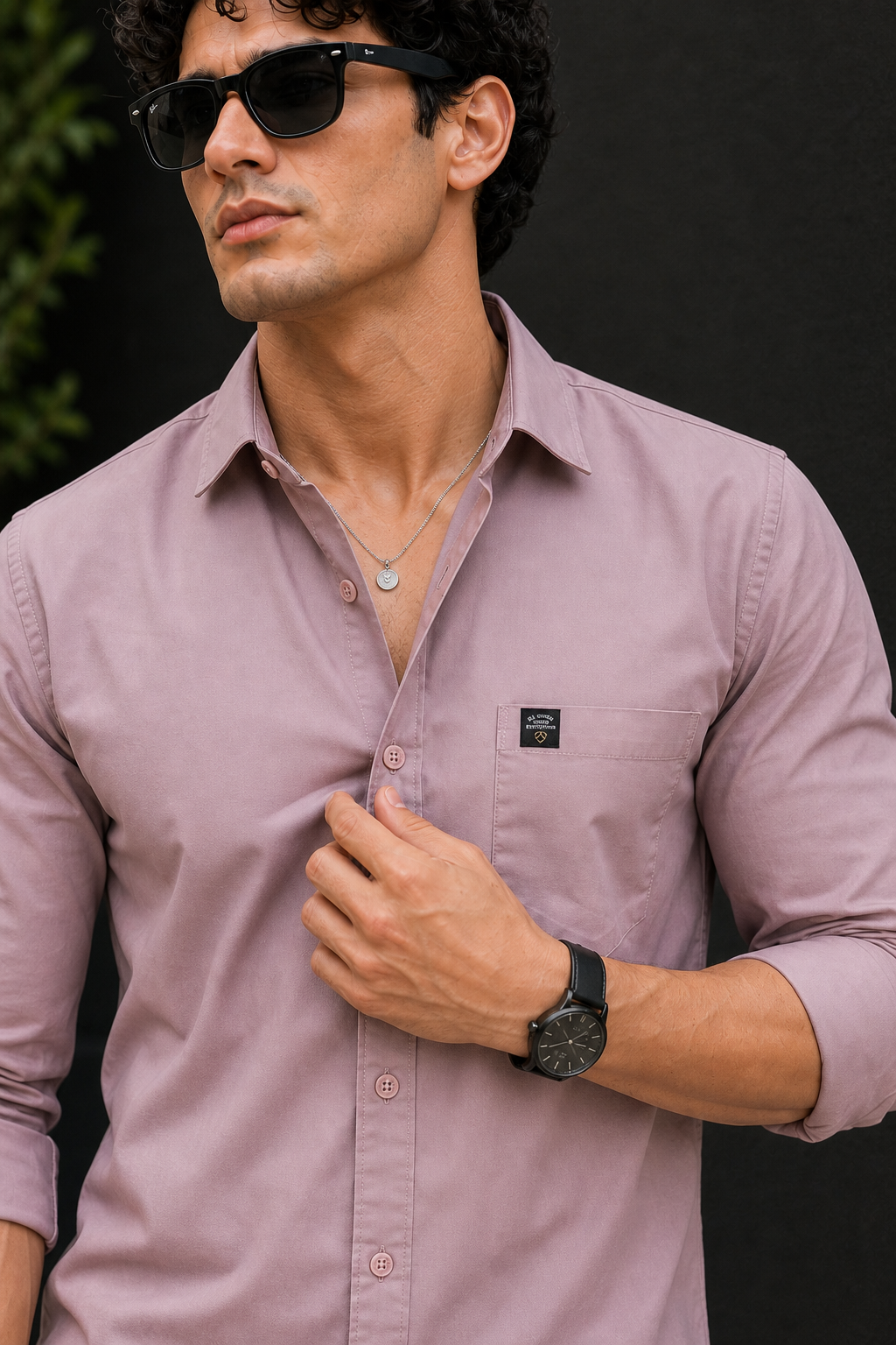 Men Rose Pink Solid Casual Shirt | Full Sleeve Shirt JK-455