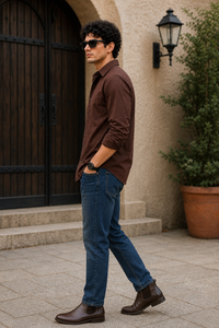 Men Coffee Plain Full Sleeve Casual Shirt ZDOBBY
