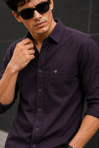 Men Wine Solid Casual Shirt | Full Sleeve Shirt JK-455