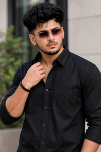 Men Black Plain Full Sleeve Casual Shirt ZDOBBY