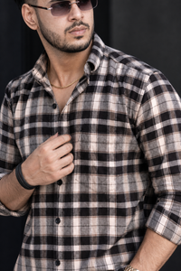 Men Black Checkered Shirt - Casual Party & Office Wear PRA-5680