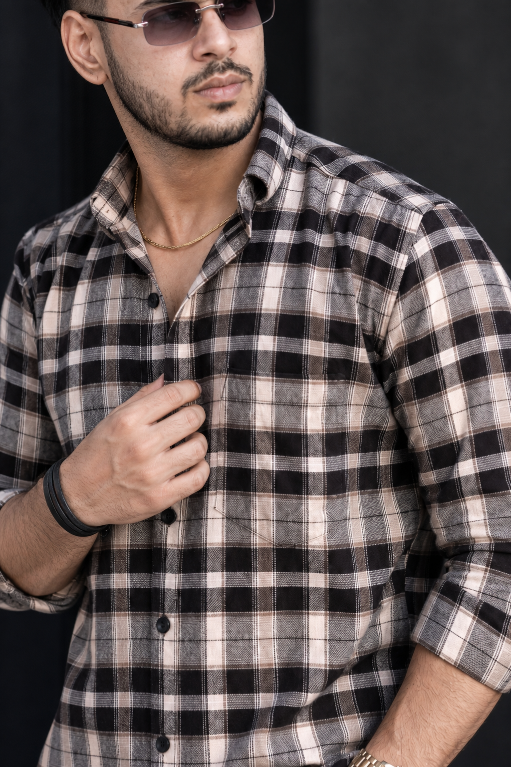 Men Black Checkered Shirt - Casual Party & Office Wear PRA-5680
