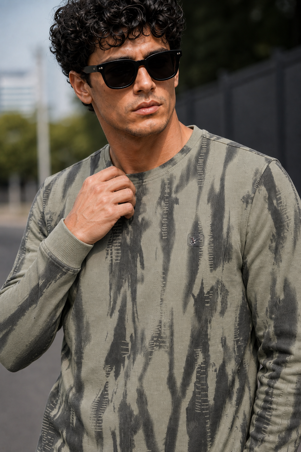 Men Pista Green Tie-Dye Abstract Print Full Sleeve Sweatshirt ATL3031