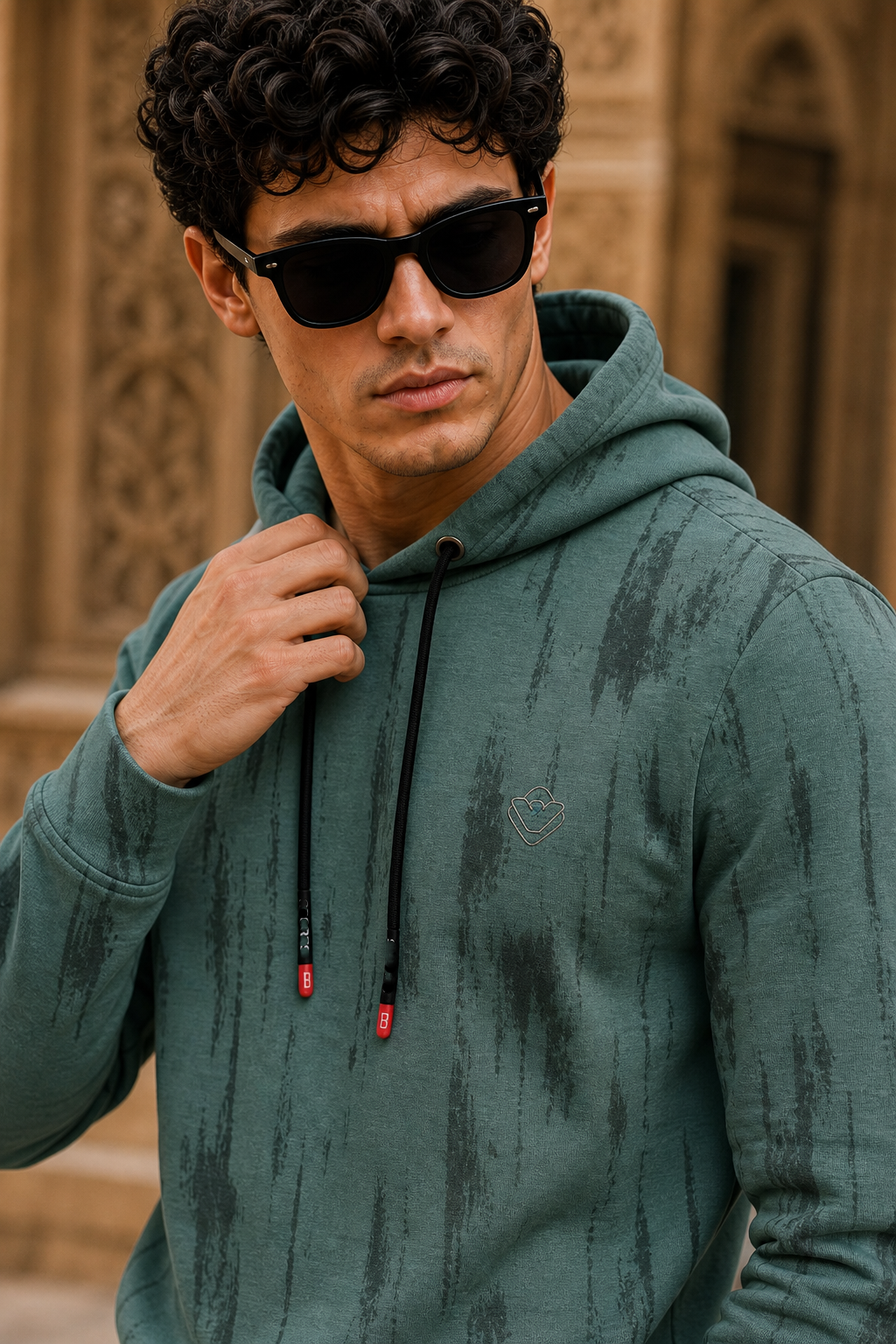 Men Green Printed Full Sleeve Hoodie & Sweatshirt ATL3053