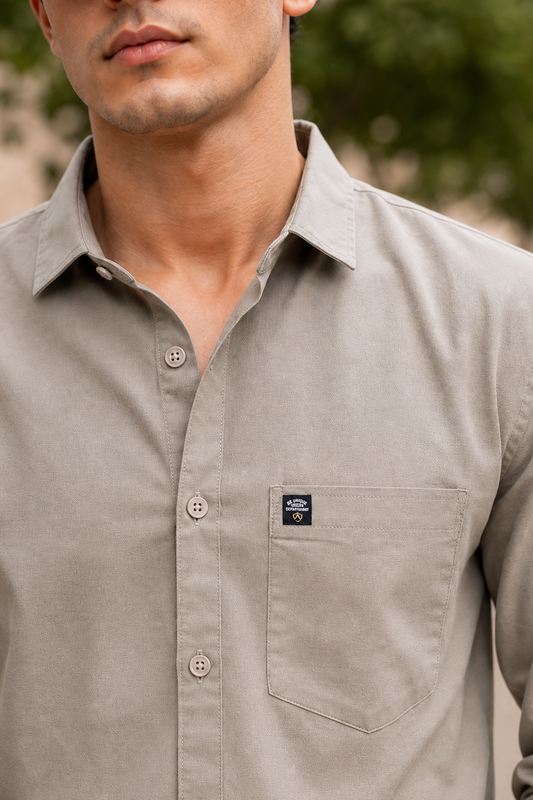 Men Khaki Solid Casual Shirt | Full Sleeve Shirt JK-455