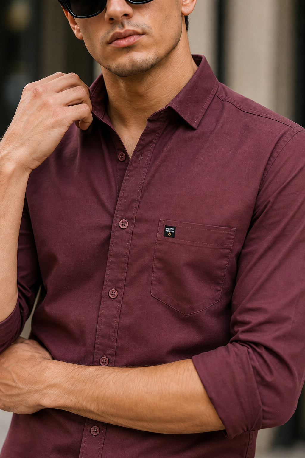 Men Mud Wine Solid Casual Shirt | Full Sleeve Shirt JK-455
