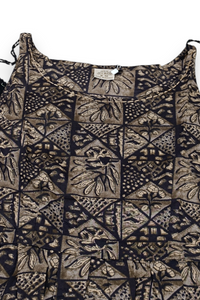 Women Grey Floral Printed Short Kurti - Sleeveless Peplum Top with Tassels ATL7194