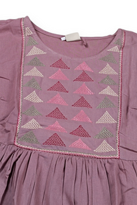 Women Onion Short Kurti - Embroidered Yoke - 3/4 Sleeve ATL5271