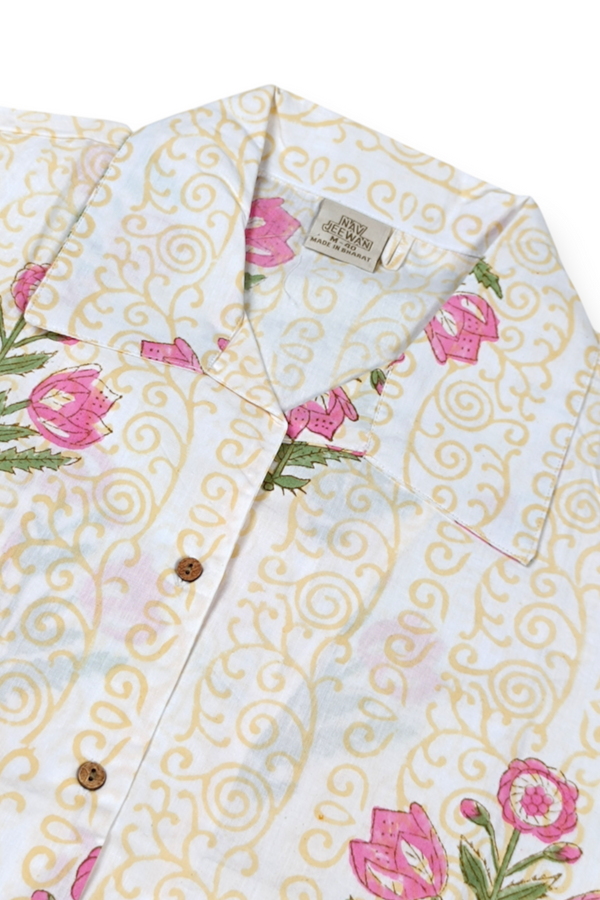 Women Yellow Elephant Printed Cotton Shirt - 3/4 Sleeves ATL8238
