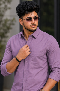 Men Lavender Plain Full Sleeve Casual Shirt ZDOBBY