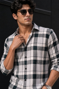 Men Green Check Casual Shirt | Daily Wear & Outing PRA-5680
