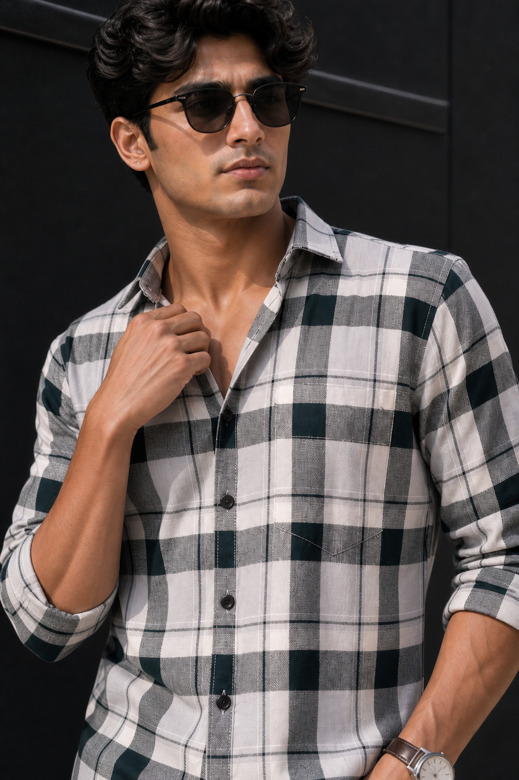 Men Green Check Casual Shirt | Daily Wear & Outing PRA-5680