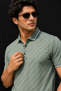 Men Premium Pista Striped Polo T-Shirt with Snap Buttons 144
