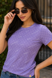 Women Lavender Printed Short Sleeve T-Shirt | Soft & Trendy M-7274-2