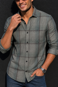 Men Olive Green Checks Shirt - Full Sleeve with Pocket KEV-597-20