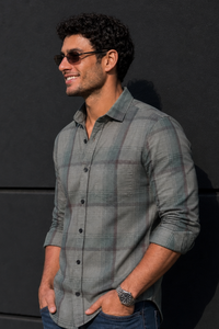 Men Olive Green Checks Shirt - Full Sleeve with Pocket KEV-597-20