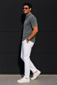 Men Pista Acid Washed Henley Neck T-Shirt - Slim Fit 305