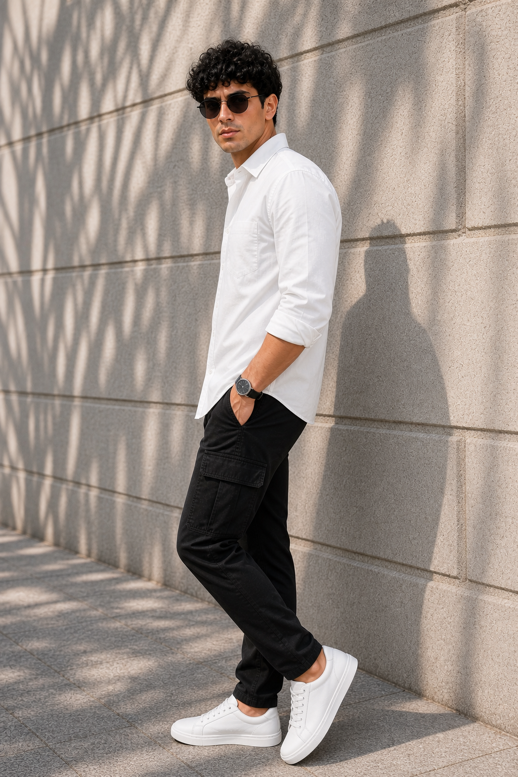 Men Solid White Premium Cotton Long Sleeve Shirt GIZA