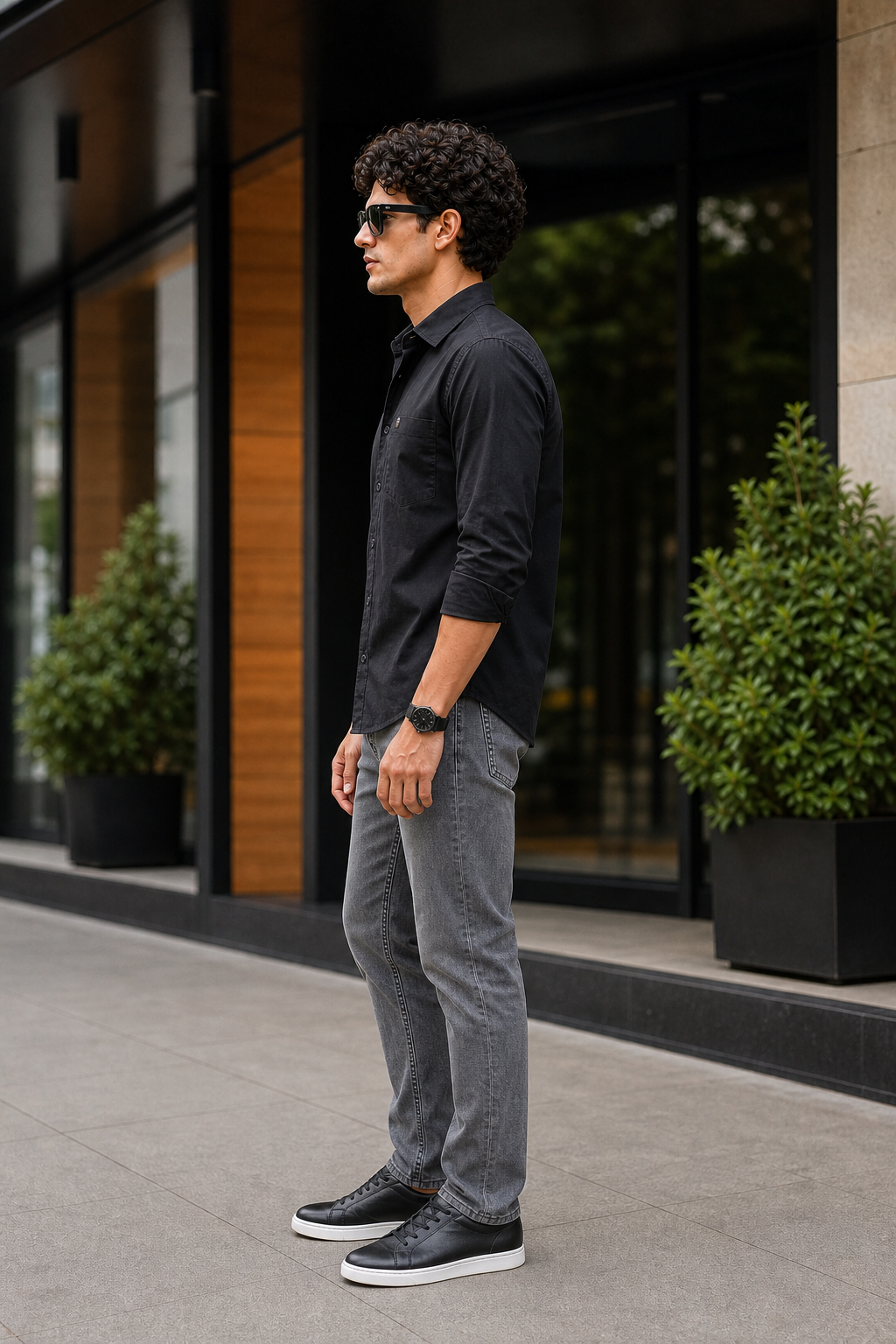 Men Black Solid Casual Shirt | Full Sleeve Shirt JK-455
