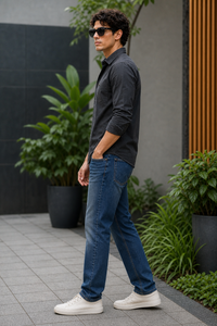 Men Dark Grey Solid Casual Shirt | Full Sleeve Shirt JK-455